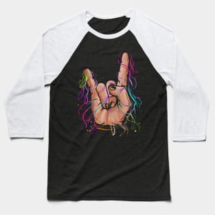 Sign of the Horns Sign Hand Rock and Metal Music Baseball T-Shirt